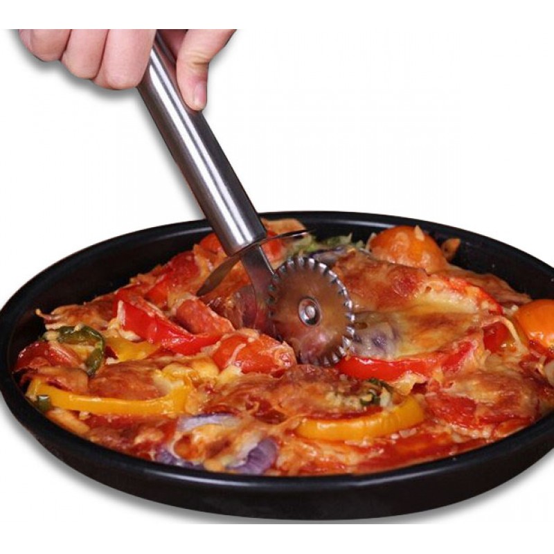 Stainless Steel Dual Wheel Pizza Cutter Slicer Pas...