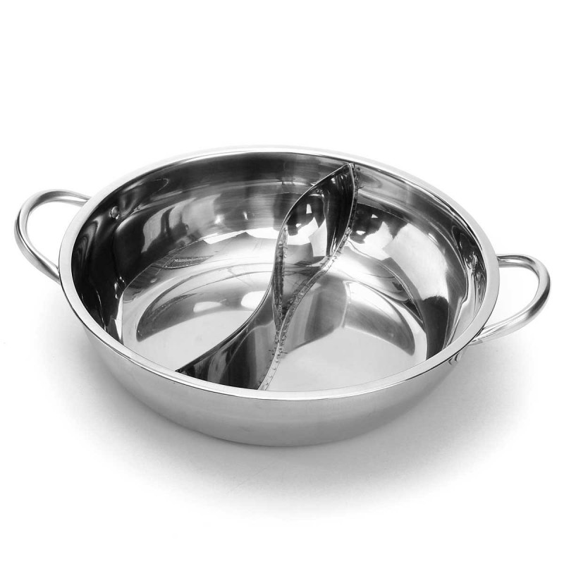 40cm Stainless Steel Twin Hot Pot Cookware Compati...