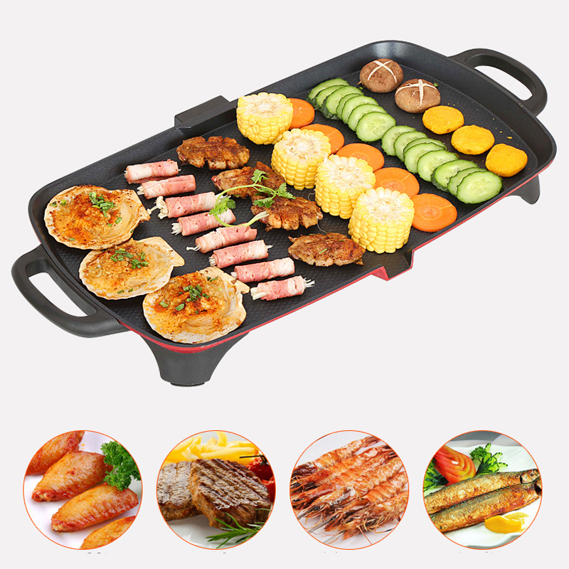 1350W Table Smokeless Hot Plate Frying NonStick Ba...