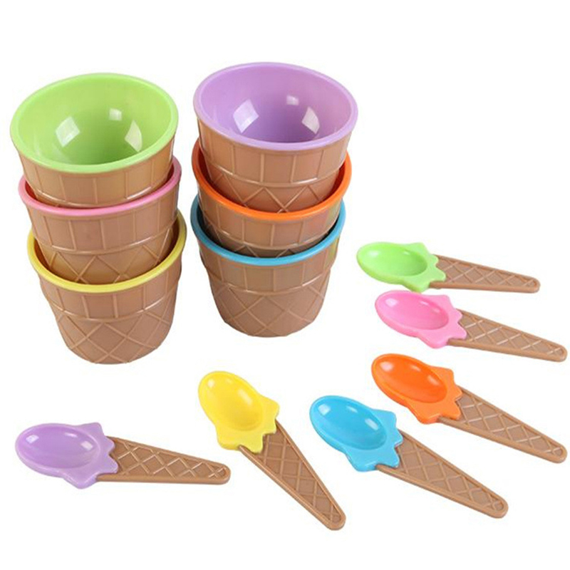 Children Ice Cream Bowl Spoon Set Durable Cream KI...