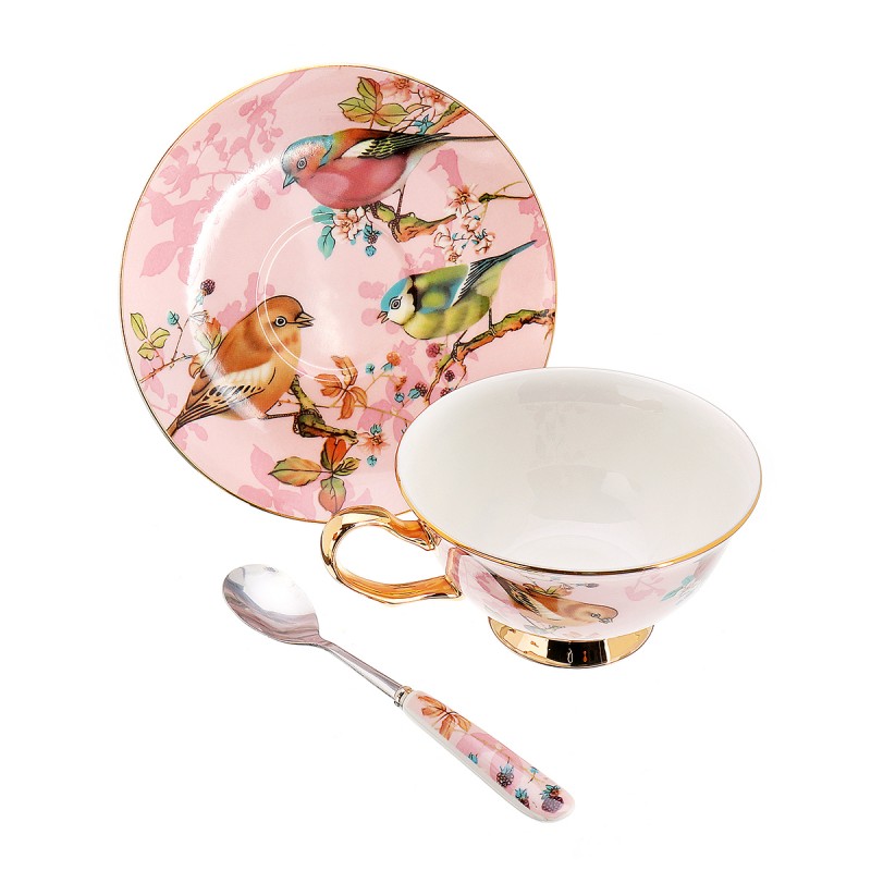 Fine Bone China Tea Coffee Cup Saucer Spoon Set 20...