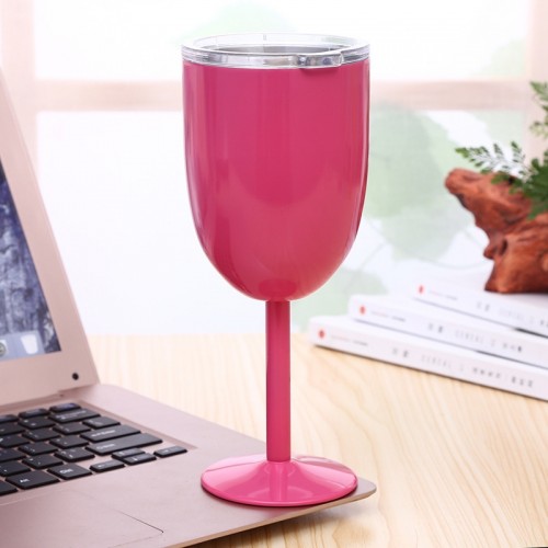 New Fashion Stainless Steel Vacuum Cup Red Wine Cocktail Goblet Creative Gift (Magenta)