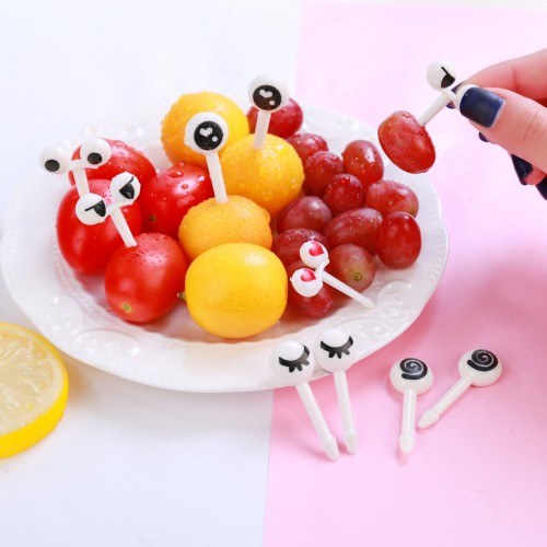 10pcs Mini Cartoon Ant Eye Fruit Fork set for Party Cake Dessert Food Toothpick Novelties Toys