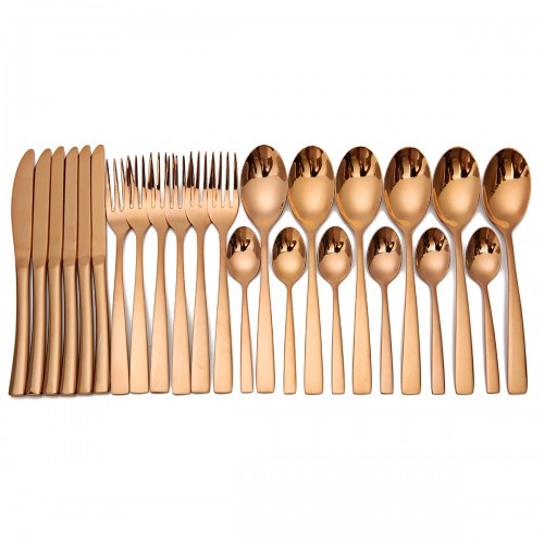 KC-ST05 High-end Stainless Steel 24 Pieces Gold Flatware Set Dinnerware Set