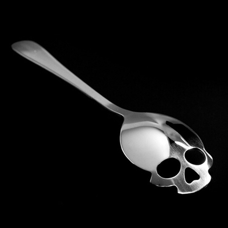 Stainless Steel Skull Spoon Dessertspoon Coffee Ic...