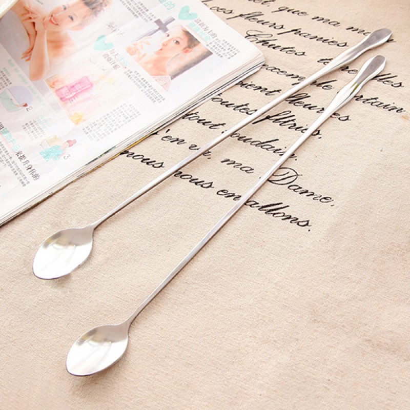 Stainless Steel Gourd Shape Long Handled Spoon Cof...